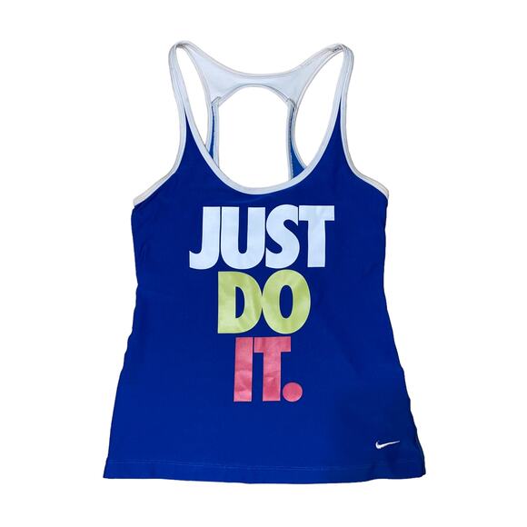 Nike Dri Fit Just Do It Spell Out logo racerback tank with built in shelf bra S - Picture 1 of 5